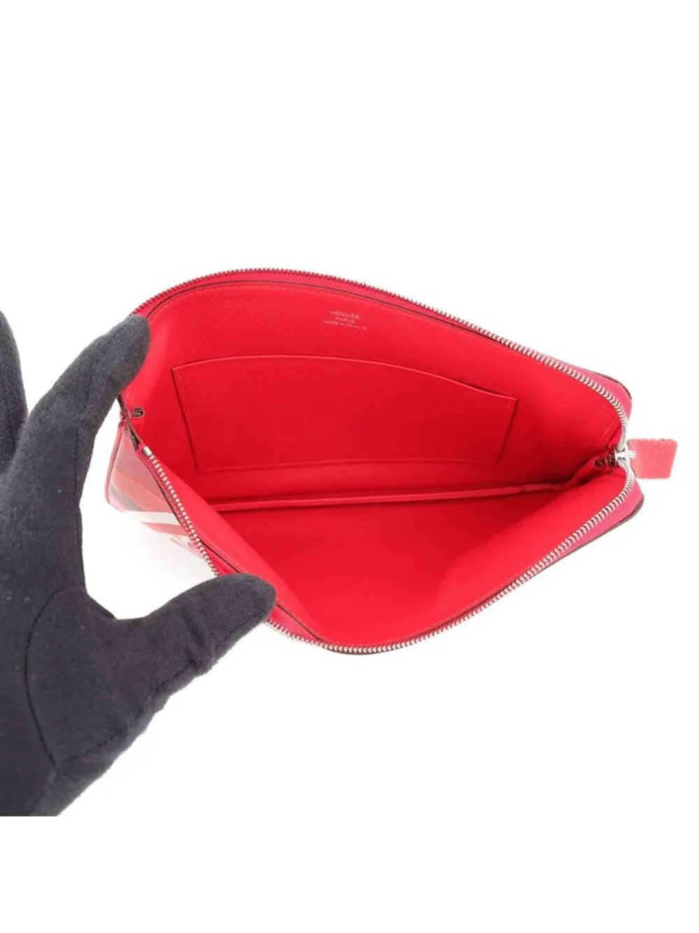 Hermes Pouch Carre Pocket Long Rainbow Love Rouge de Coeur Halzan Silver Swift